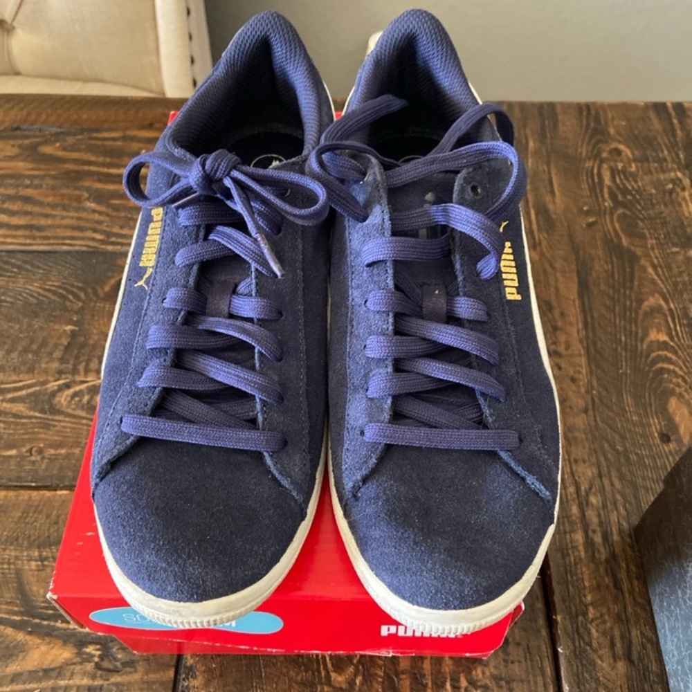 Puma Women's Navy Athletic Shoes with White Sole
